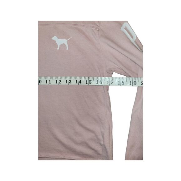 PINK Victorias Secret Pale Pink Logo Crop Long Sleeve Top Size S - Picture 6 of 11